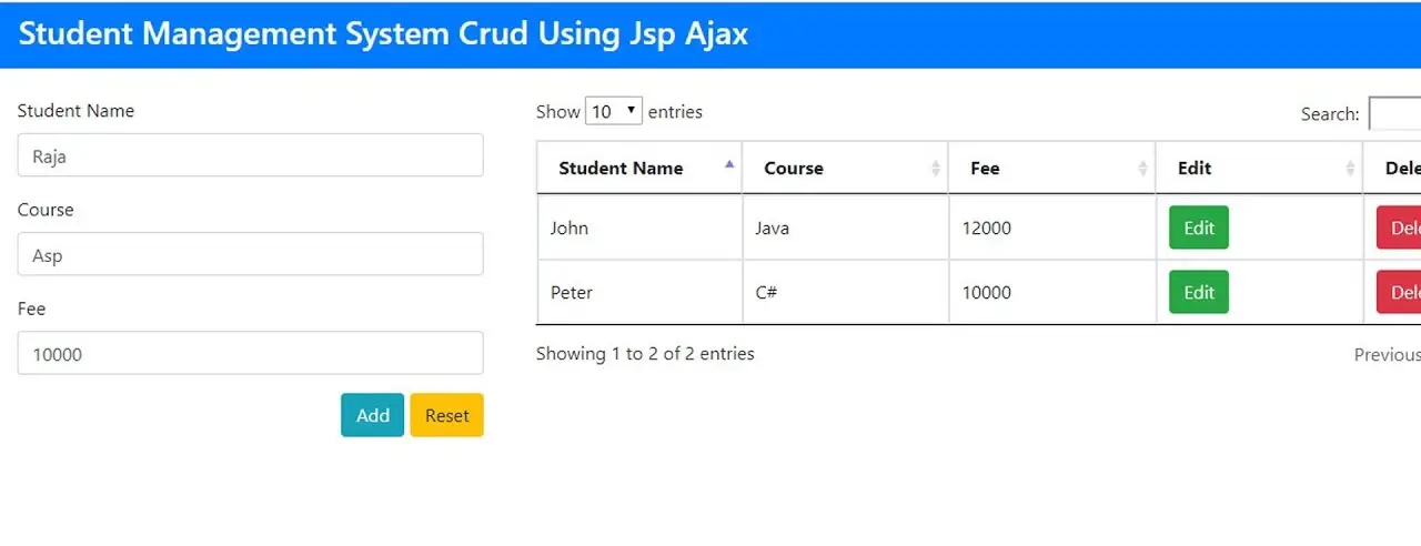 Jsp Mysql Ajax Project - Tutusfunny