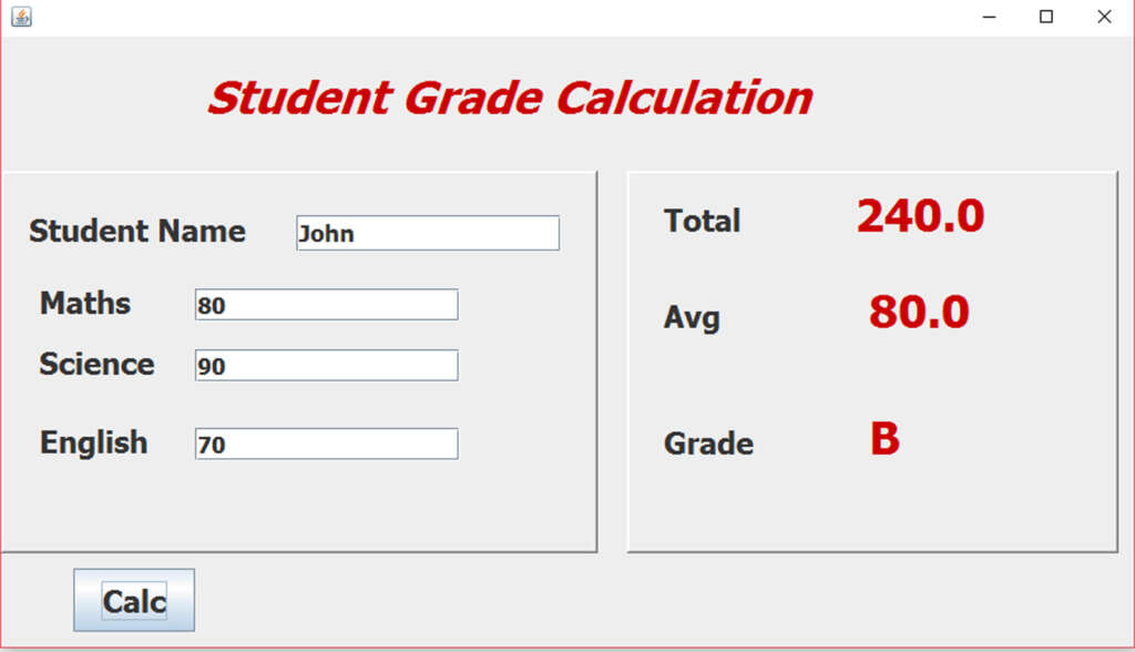 Student Grade Calculation using Java - Tutusfunny